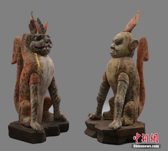 圖為慕容智墓出土鎮墓獸。 中新社發 甘肅省文物局 供圖 圖為慕容智墓出土鎮墓獸。 中新社發 甘肅省文物局 供圖