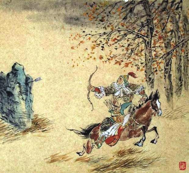 “林暗草驚風,將軍夜引弓。”畫作